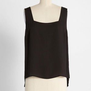ModCloth Black Polyester Square Neck Tank Top Size Medium